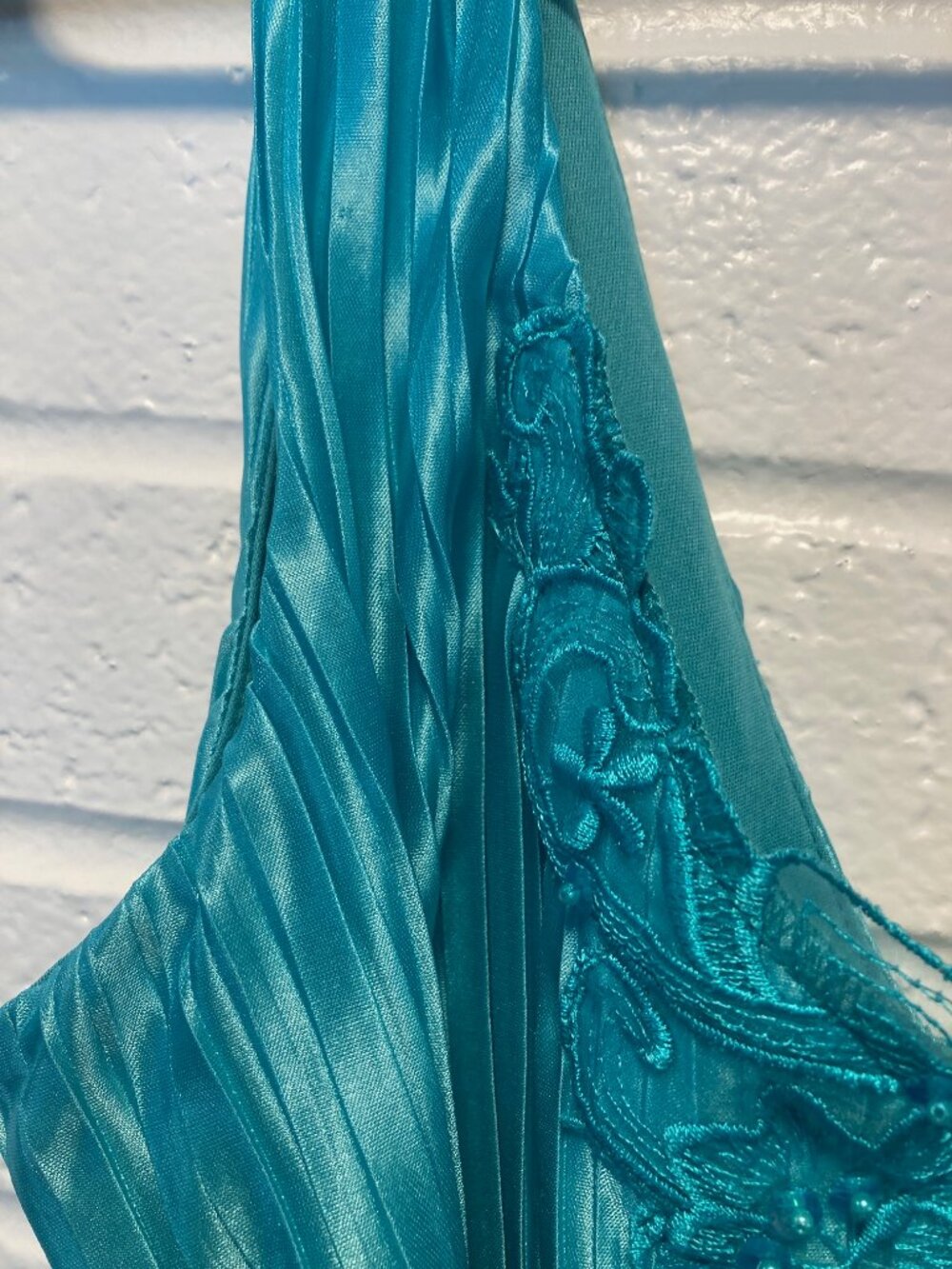 VTG Le Chateau Teal Pleated Cami Blouse Beaded Y2K Made in Canada S - Picture 6 of 16